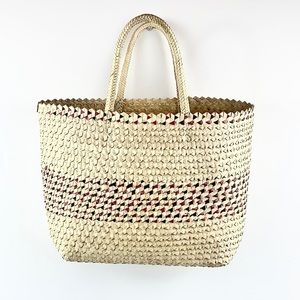 Boho Woven Striped Straw Shopper Tote Bag 👜